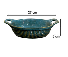 Lemon Tree 600ml Oval Ceramic Serving Dish with Handle | Stylish Stoneware Bowl for Snacks & Starters | Microwave & Dishwasher Safe