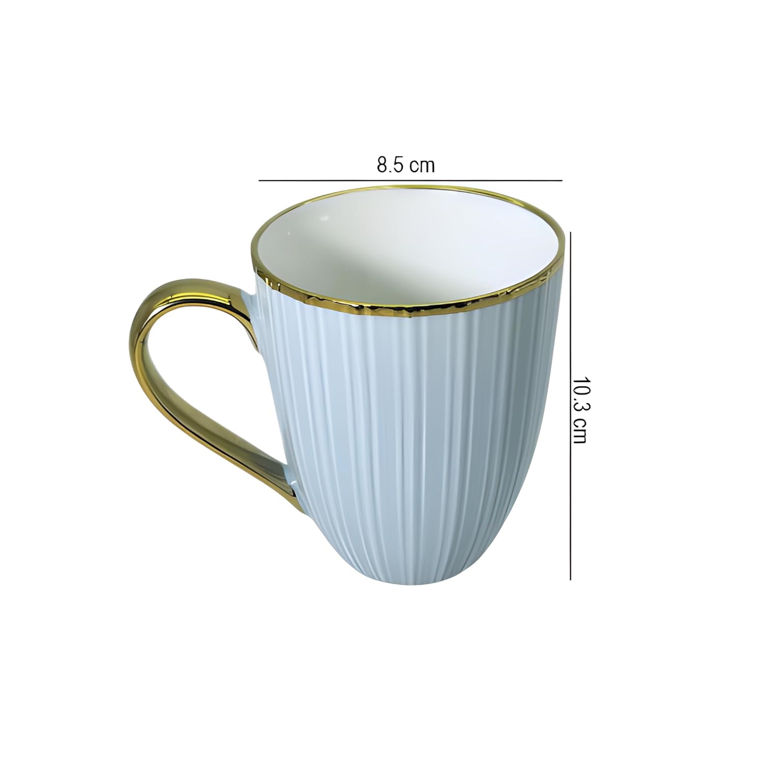 Elegant Light Blue Porcelain Mug Set – 2-Piece Tea & Coffee Mugs with Gold Rim & Handle