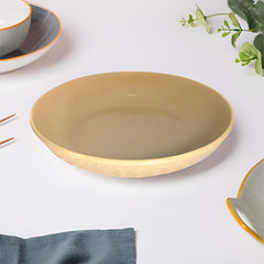Lemon Tree Beige 8-Inch Large Deep Dish – Premium Ceramic Serving Plate for Pasta, Salad & Snacks