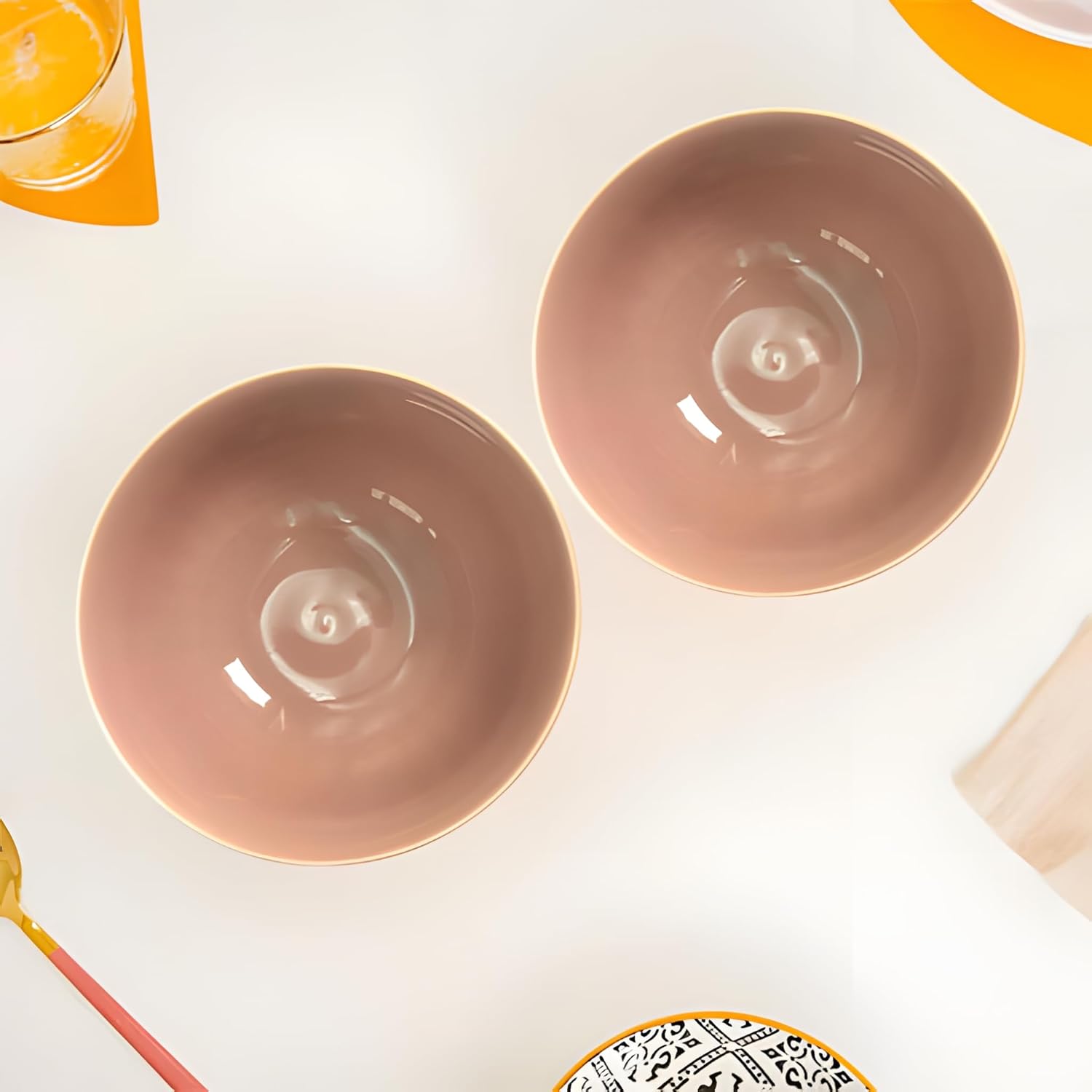 Lemon Tree Pink 6-Inch Ceramic Serving Bowl Set – Stylish & Functional (Set of 2)