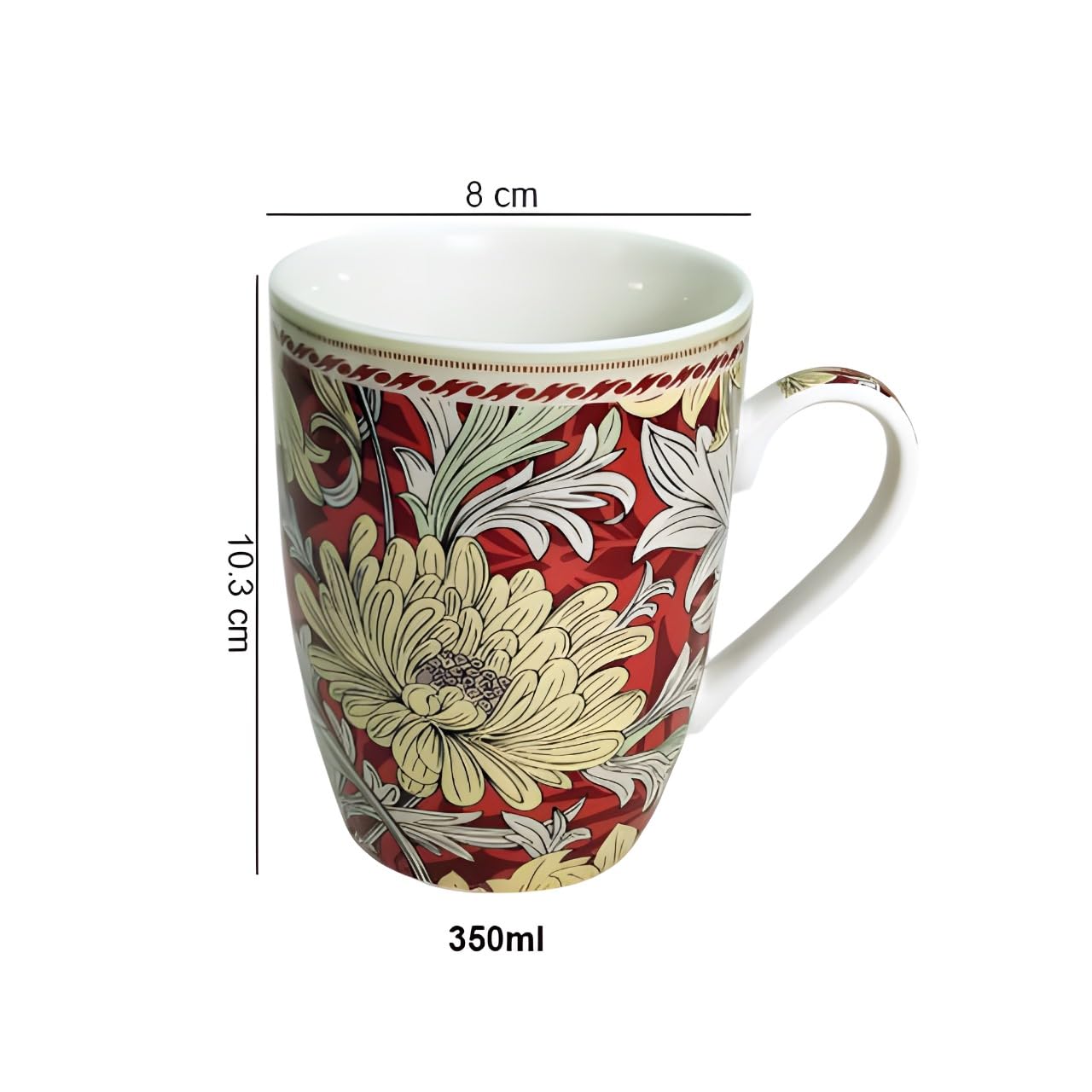 Elegant Red Porcelain Tea & Coffee Mug Set – 3-Piece Gift Set with Snack Platter