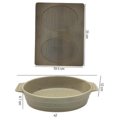 Lemon Tree Ceramic 2-Piece Oval Snack Serving Set with Bamboo Base – Stylish & Versatile