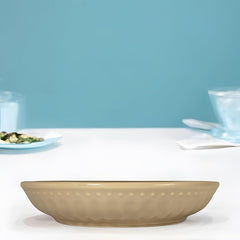 Lemon Tree Beige 8-Inch Large Deep Dish – Premium Ceramic Serving Plate for Pasta, Salad & Snacks