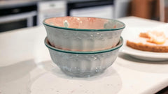 Lemon Tree 2-Piece Pink Floral Ceramic Dip & Nut Bowl Set – 4-Inch, Microwave & Dishwasher Safe