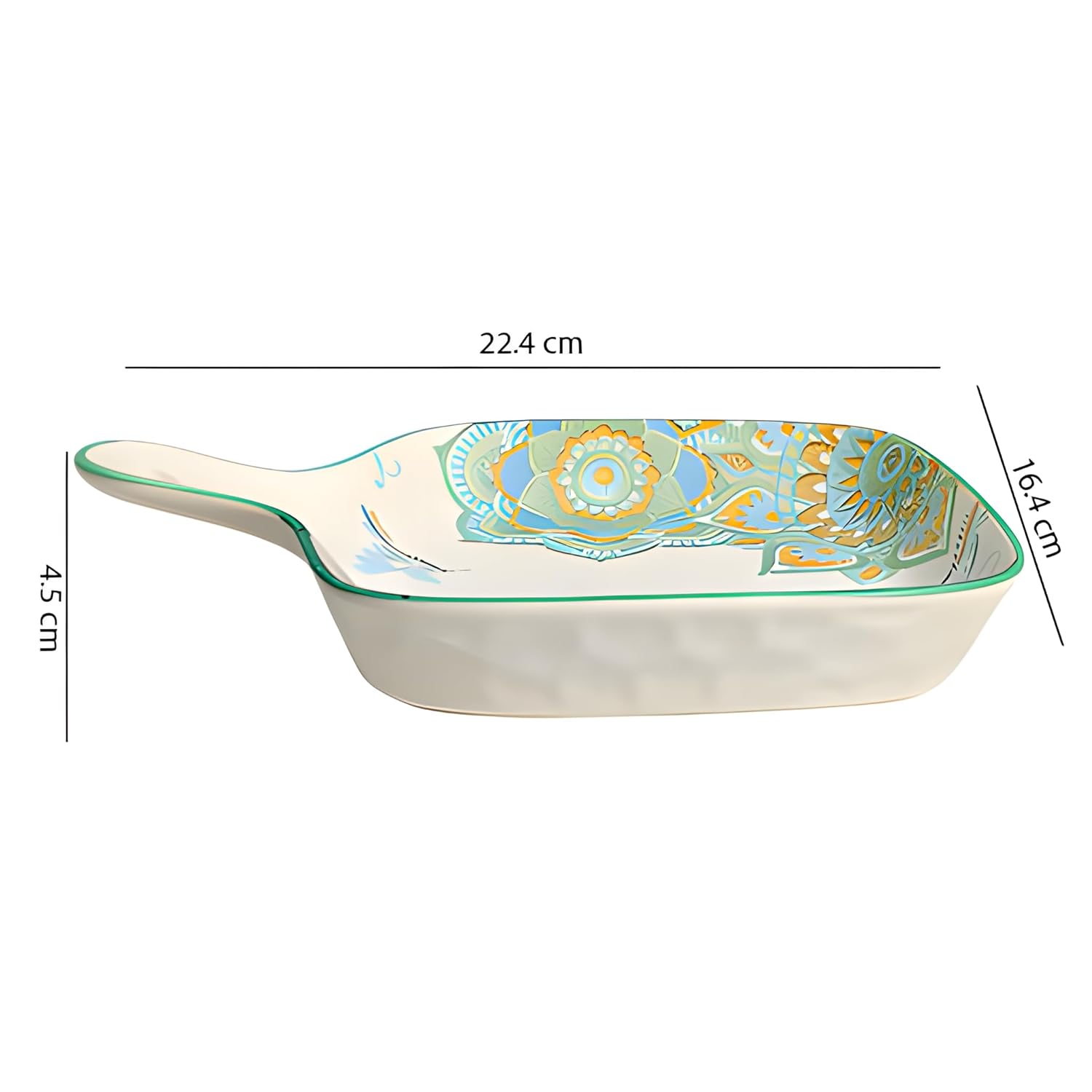 Lemon Tree Blue Ceramic Matte Finish Square Platter with Handle – Stylish & Functional Serveware