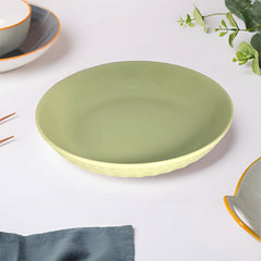 Lemon Tree Green 8-Inch Deep Round Ceramic Plate – Stylish Serveware for Pasta, Salads & Snacks