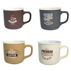 Lemon Tree 4-Piece Fine Porcelain Coffee Mug Set – Multicolor Matte Ceramic Mugs with Premium Quotes Design (Brown, Beige, Cream, Grey)