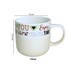 Lemon Tree Beige 2-Piece Porcelain Tea Mug Set – Elegant Matte Finish Ceramic Cups for Daily Use
