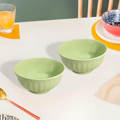 Lemon Tree Green 6-Inch Ceramic Serving Bowl Set – Elegant & Durable Dinnerware (Set of 2)