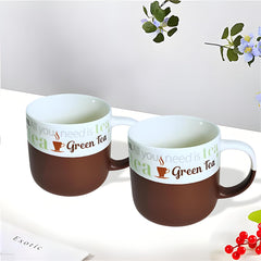 Lemon Tree Dark Brown 2-Piece Porcelain Mug Set – Elegant Matte Glaze Tea  Cups
