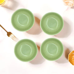 Green Ceramic 4-Piece Small Bowl Set – Elegant 4-Inch Round Dipping & Snack Bowls