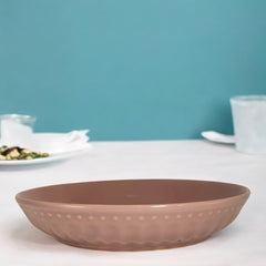 Lemon Tree Pink 8-Inch Deep Round Ceramic Plate – Elegant Serveware for Pasta, Salads & Snacks