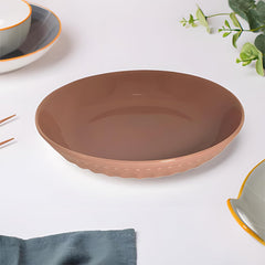 Lemon Tree Pink 8-Inch Deep Round Ceramic Plate – Elegant Serveware for Pasta, Salads & Snacks