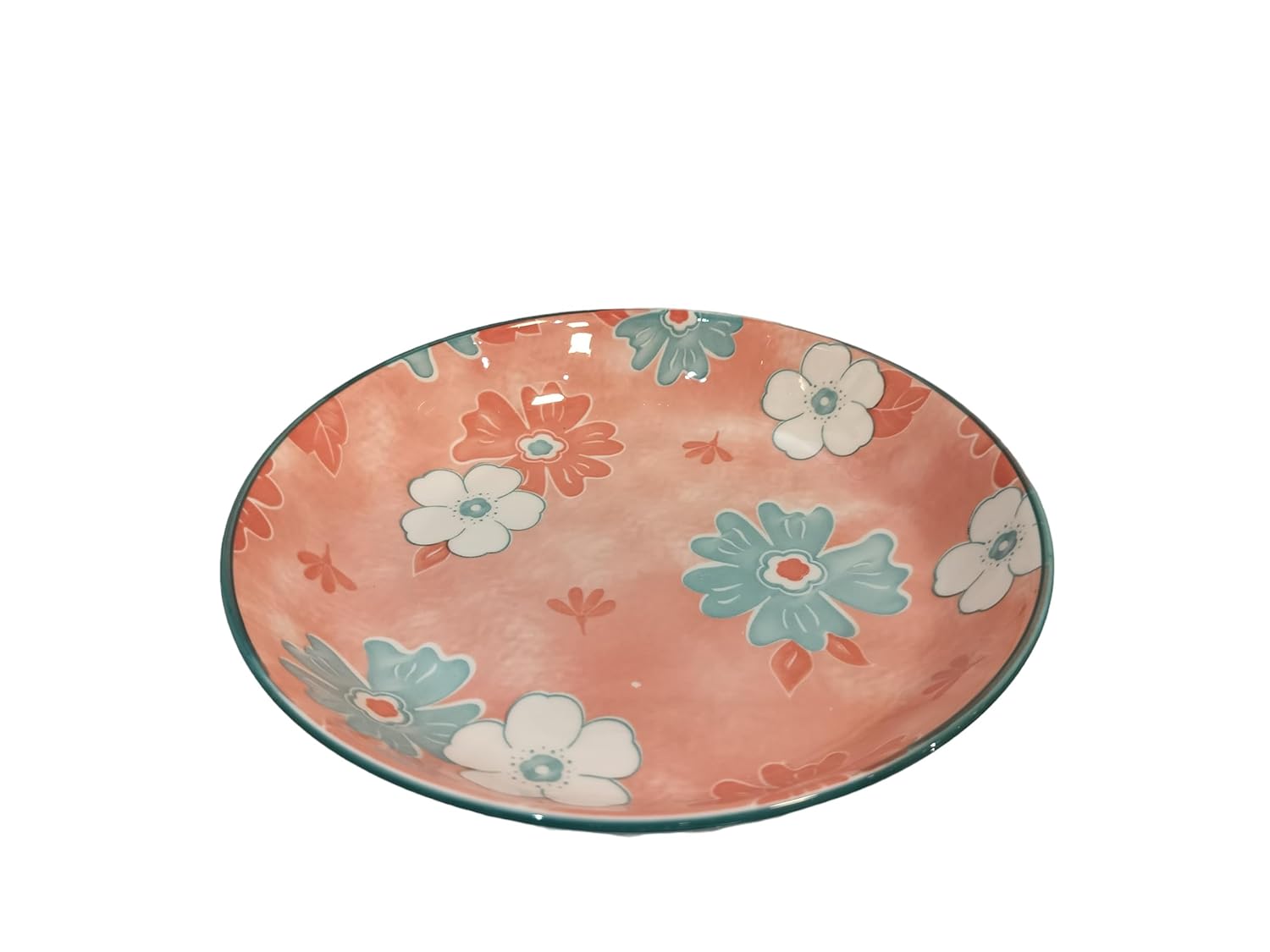 Lemon Tree Pink Ceramic Deep Pasta Plate – 20cm Floral Print Dish for Pasta, Salads & Soups | Stylish & Dishwasher Safe