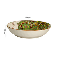 Lemon Tree Green Ceramic Matte Finish Deep Dish Platter – Elegant Serveware for Pasta, Salad & More