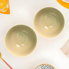 Lemon Tree Beige 6-Inch Ceramic Serving Bowl Set – Elegant & Versatile Kitchen Essential (Set of 2)