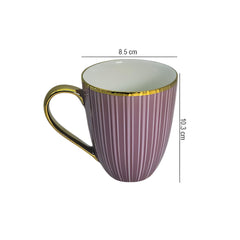 Luxurious Earthy Pink Porcelain Mug Set – 4-Piece Tea & Coffee Mugs with Gold Rim & Handle
