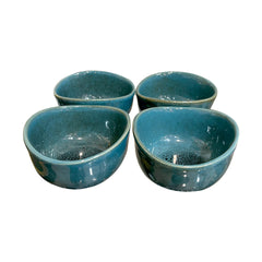 Lemon Tree Set of 4 Stoneware Katori Bowls (250ml) | Turquoise Serving Bowls for Snacks, Starters, Soups & Salads | Microwave & Dishwasher Safe