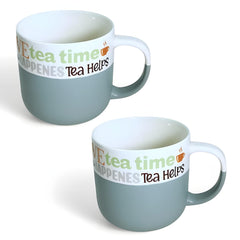 Lemon Tree Light Blue 2-Piece Tea Mug Set – Premium Porcelain with Matte Finish