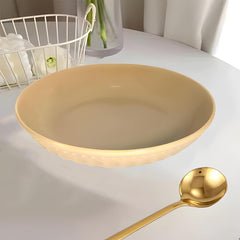 Lemon Tree Beige 8-Inch Large Deep Dish – Premium Ceramic Serving Plate for Pasta, Salad & Snacks