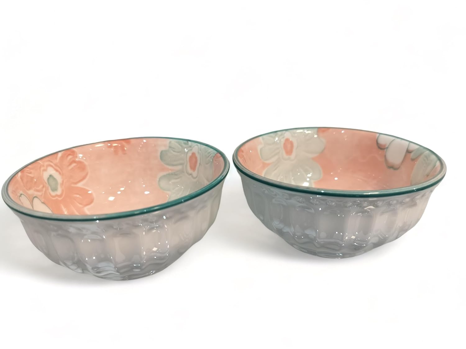 Lemon Tree 2-Piece Pink Floral Ceramic Dip & Nut Bowl Set – 4-Inch, Microwave & Dishwasher Safe