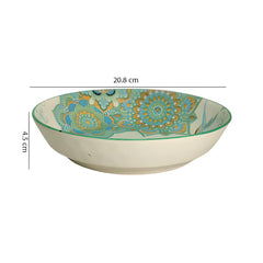 Lemon Tree Blue Ceramic Matte Finish Round Deep Dish Platter – Stylish Serveware for Pasta, Salad & More