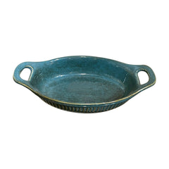 Lemon Tree 600ml Oval Ceramic Serving Dish with Handle | Stylish Stoneware Bowl for Snacks & Starters | Microwave & Dishwasher Safe
