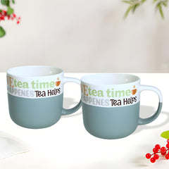 Lemon Tree Light Blue 2-Piece Tea Mug Set – Premium Porcelain with Matte Finish