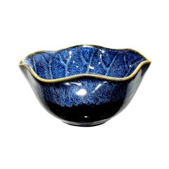 Lemon Tree Blue Floral Shape Ceramic Bowls Set (4 Pcs, 350ml) | Stylish & Durable Snack Bowls for Serving & Dining