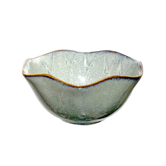 Lemon Tree Green Floral Shape Ceramic Bowls (Set of 4, 350ml) | Microwave-Safe Snack & Serving Bowls