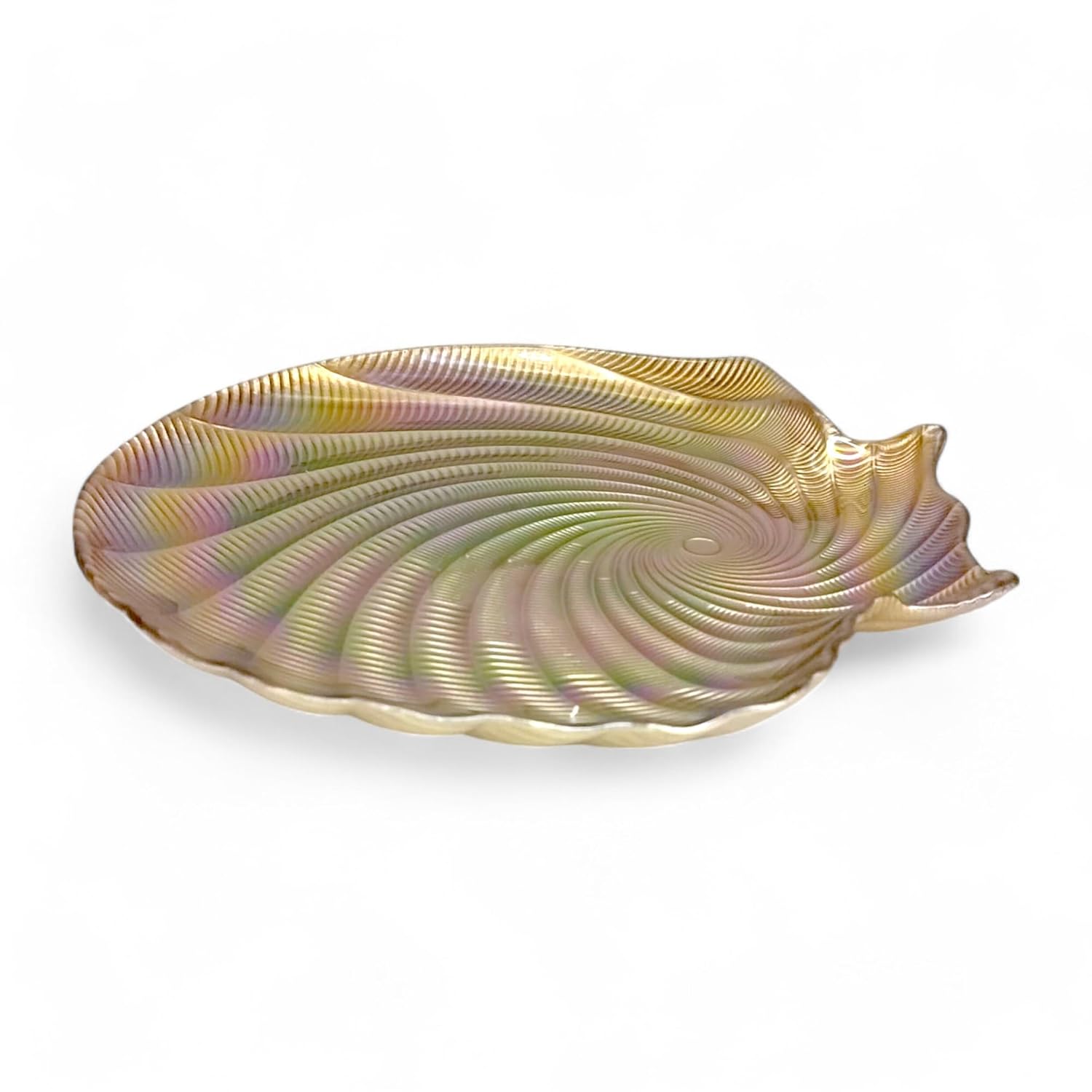 Lemon Tree 26cm Golden Pearl Finish Glass Platter | Glossy Flat Serving Plate for Dining & Gifting