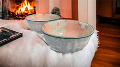 Lemon Tree 2-Piece Pink Floral Ceramic Dip & Nut Bowl Set – 4-Inch, Microwave & Dishwasher Safe