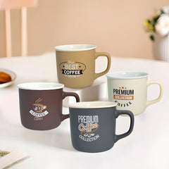 Lemon Tree 4-Piece Fine Porcelain Coffee Mug Set – Multicolor Matte Ceramic Mugs with Premium Quotes Design (Brown, Beige, Cream, Grey)