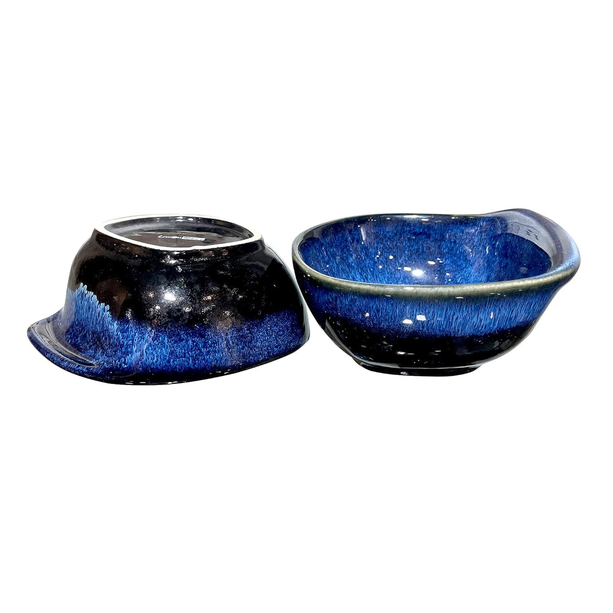 Lemon Tree Blue Stoneware Serving Bowls (Set of 2, 400ml) | Stylish & Durable Snack, Soup, and Salad Bowls