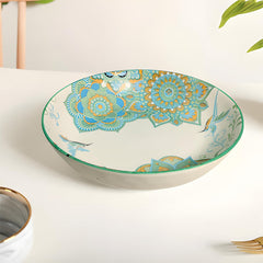 Lemon Tree Blue Ceramic Matte Finish Round Deep Dish Platter – Stylish Serveware for Pasta, Salad & More