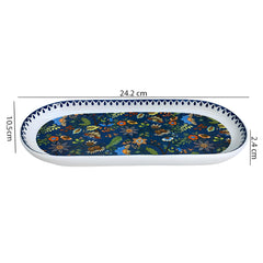 Lemon Tree HJ1007 Ceramic Fine Porcelain 9-Inch Oval Platter – Elegant Serving Tray for Snacks, Appetizers & Desserts  with High-Quality Decal Prints