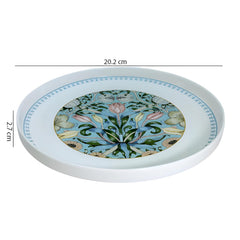 Light Blue Floral Quarter Plate with Pink Accents