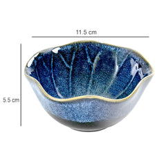 Lemon Tree Blue Floral Shape Ceramic Bowls Set (4 Pcs, 350ml) | Stylish & Durable Snack Bowls for Serving & Dining
