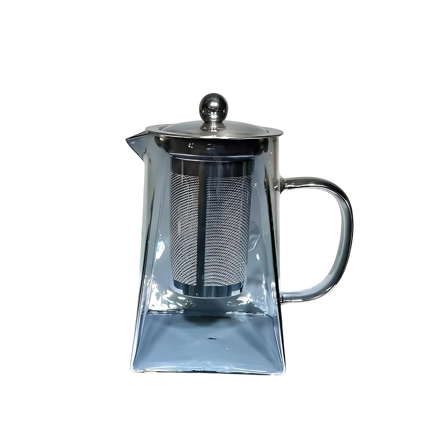 Smoke Black Borosilicate Glass Teapot – 750ml Heat-Resistant Tea Infuser with Handle, Steel Lid & Strainer