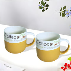 Lemon Tree Mustard 2-Piece Porcelain Coffee Mug Set – Premium Ceramic with Matte Glaze Finish