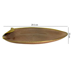 Lemon Tree Brown Coloured Glass Oval Platter | Elegant Brown Rim & Folded Glass Design for Serving & Décor