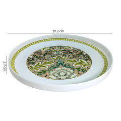 Light Green & Beige Floral Fine Porcelain Quarter Plate with Light Green Border - 8 Inch