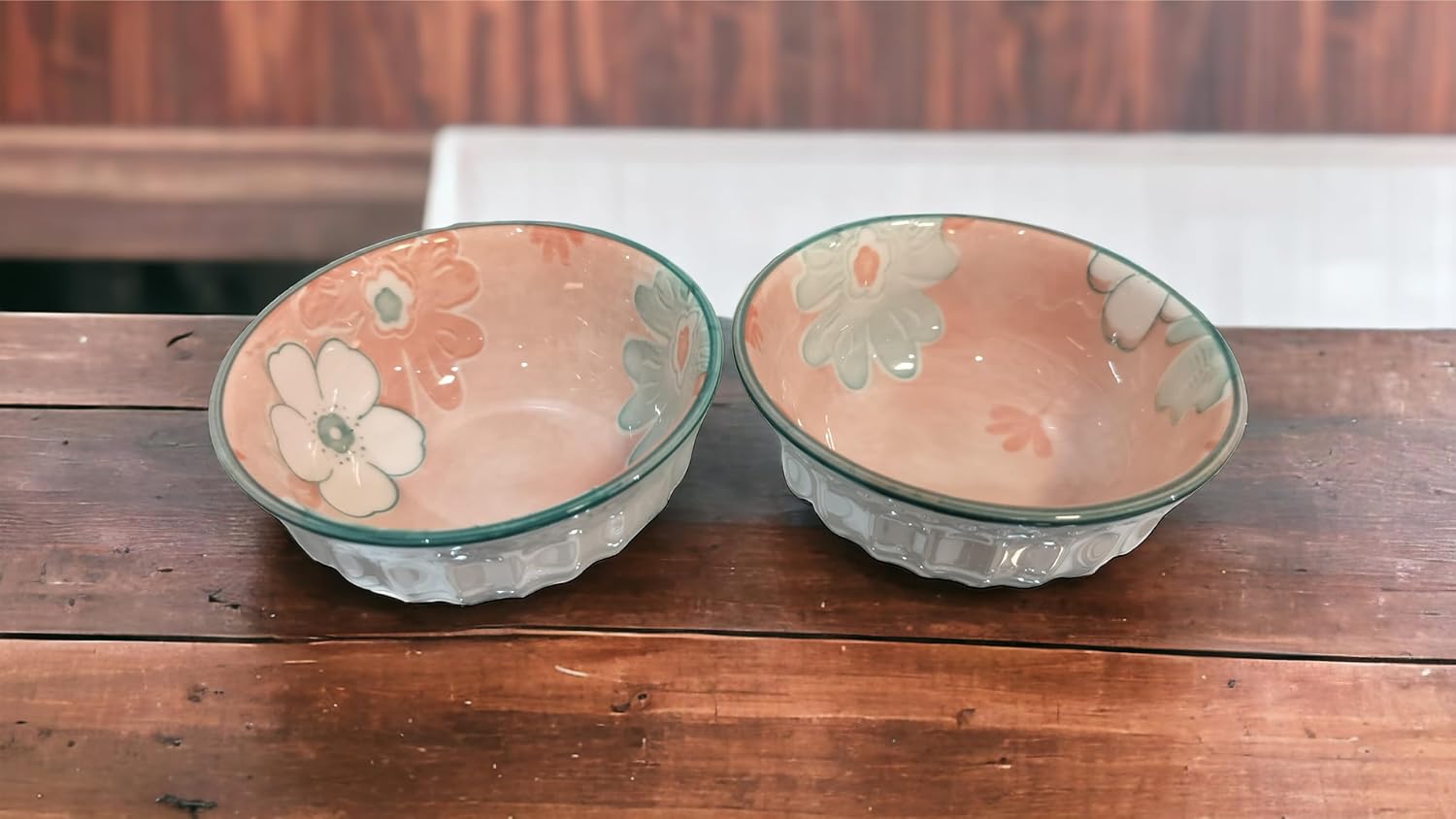 Lemon Tree 2-Piece Pink Floral Ceramic Dip & Nut Bowl Set – 4-Inch, Microwave & Dishwasher Safe