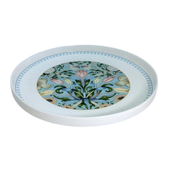 Light Blue Floral Quarter Plate with Pink Accents