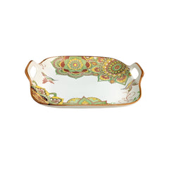 Lemon Tree Green Ceramic Matte Finish Square Platter with Double Ear Handles – Stylish & Versatile Serveware