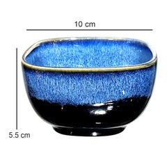 Lemon Tree Blue Ceramic Bowls Set of 4 (350ml) | Stylish & Durable Microwave-Safe Stoneware | Perfect for Snacks, Rice, Dal & More