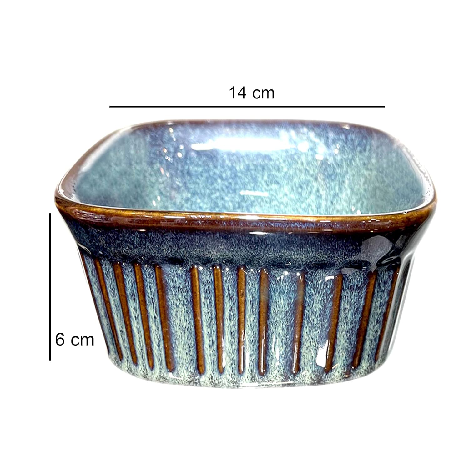 Lemon Tree Green Ceramic Serving Bowls – 500ml (Set of 2) | Stoneware Snack & Soup Bowls | Durable, Microwave & Dishwasher Safe