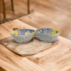 Lemon Tree Blue Ceramic Serving Bowls – Set of 2 | Durable & Lead-Free