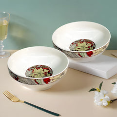 Lemon Tree HJ1008 Ceramic Fine Porcelain Set of 2 Snack Serving Bowls – 5.5 Inch Elegant Bowls with High-Quality Decal Prints