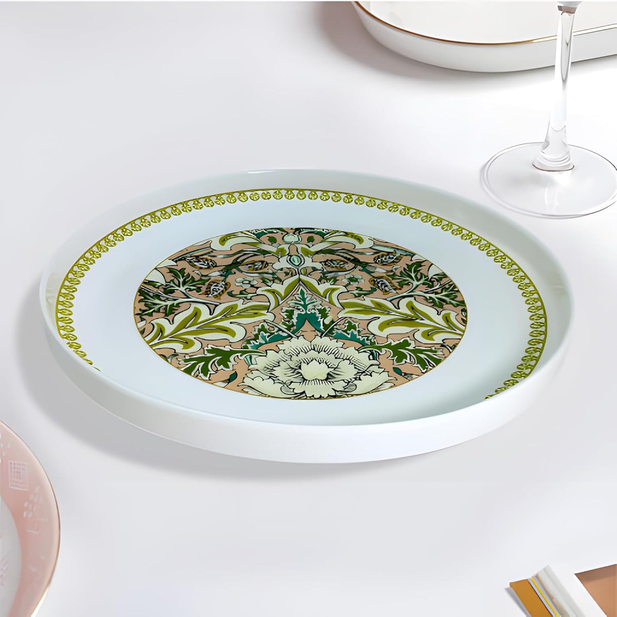 Lemon Tree HJ1009 Ceramic Fine Porcelain 10.5 Inch Deep Snack/Dinner Plate – Elegant Round Plate with High-Quality Decal Prints